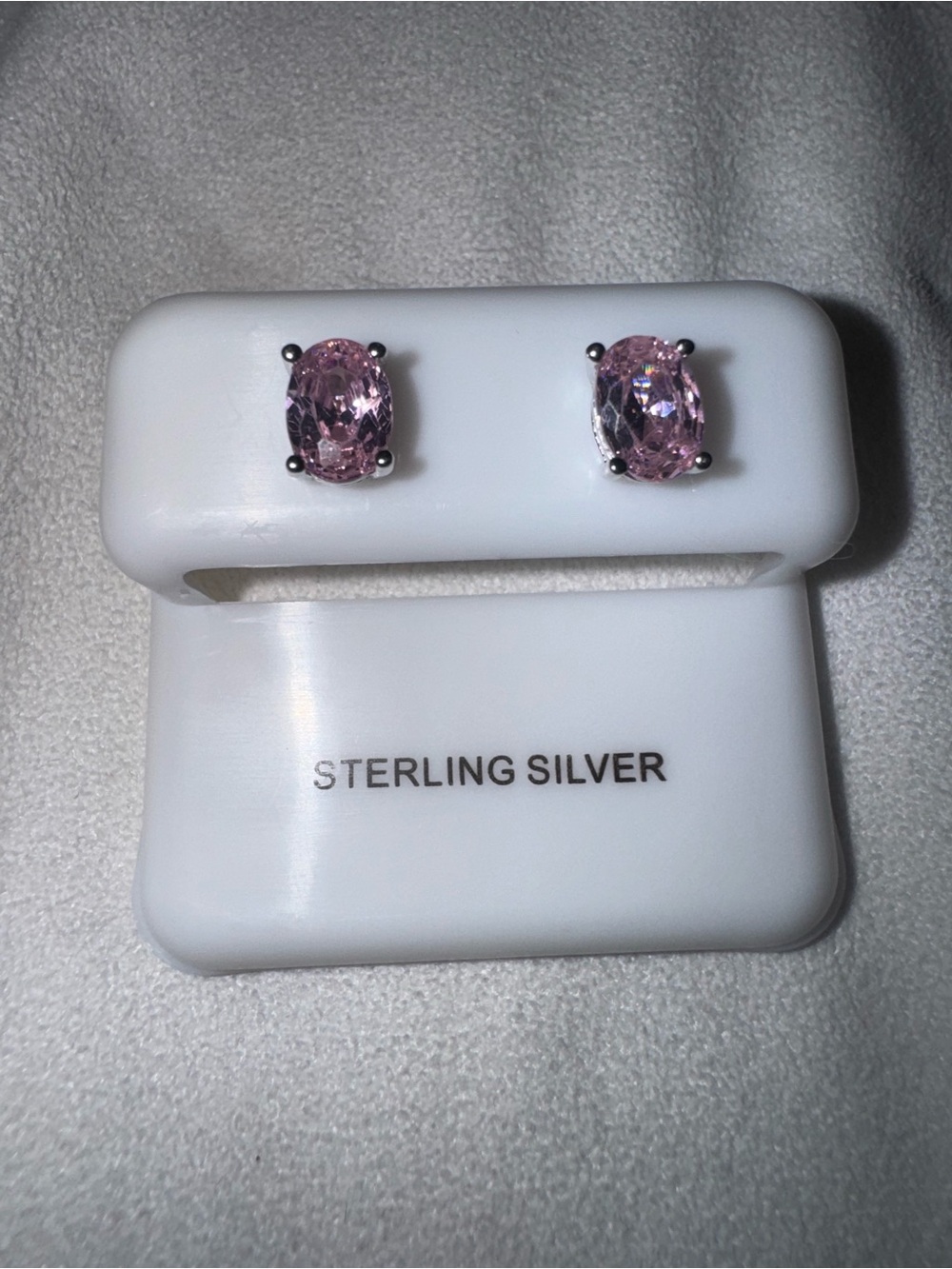 New Sterling Pink Sapphire Stud Earrings, 7 mm